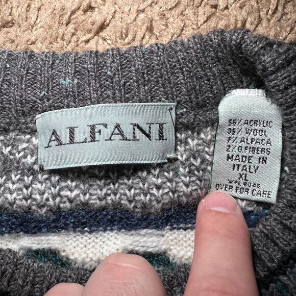 Vintage Alfani Men's Sweater Size XL Grandpa Style Made In Italy (#95) - Picture 3 of 4